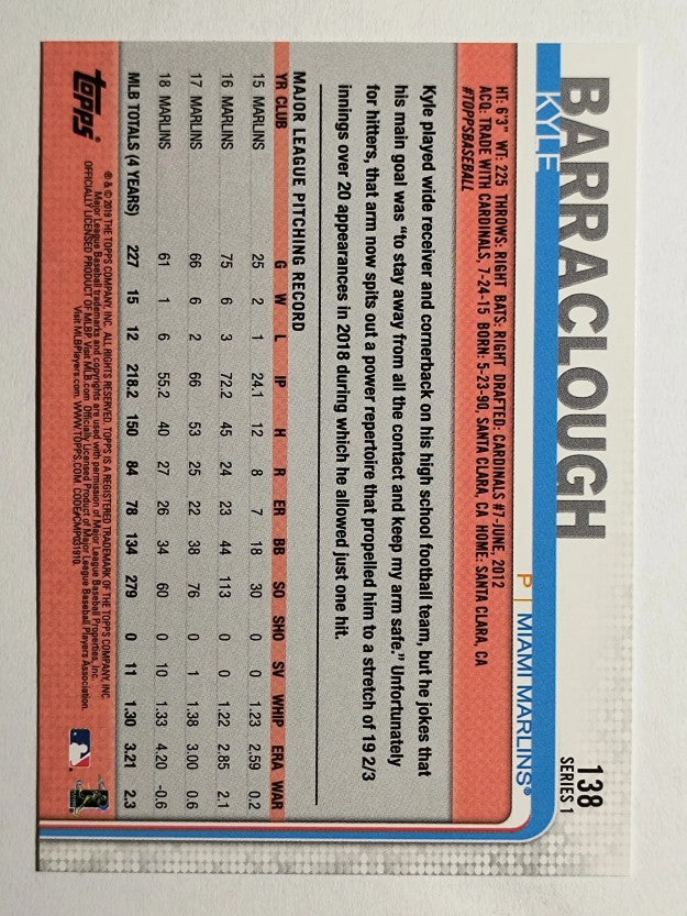 2019 Topps #138 Kyle Barraclough