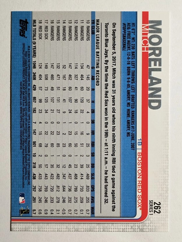 2019 Topps #262 Mitch Moreland