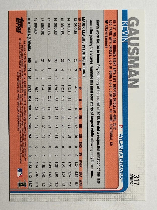 2019 Topps #317 Kevin Gausman