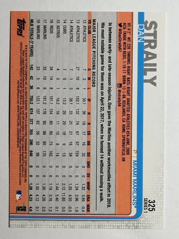 2019 Topps #325 Dan Straily