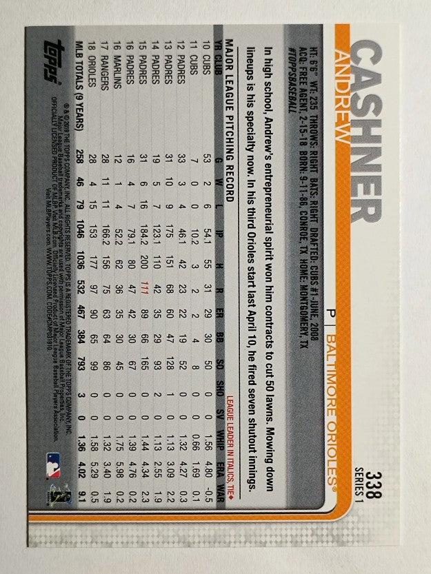 2019 Topps #338 Andrew Cashner