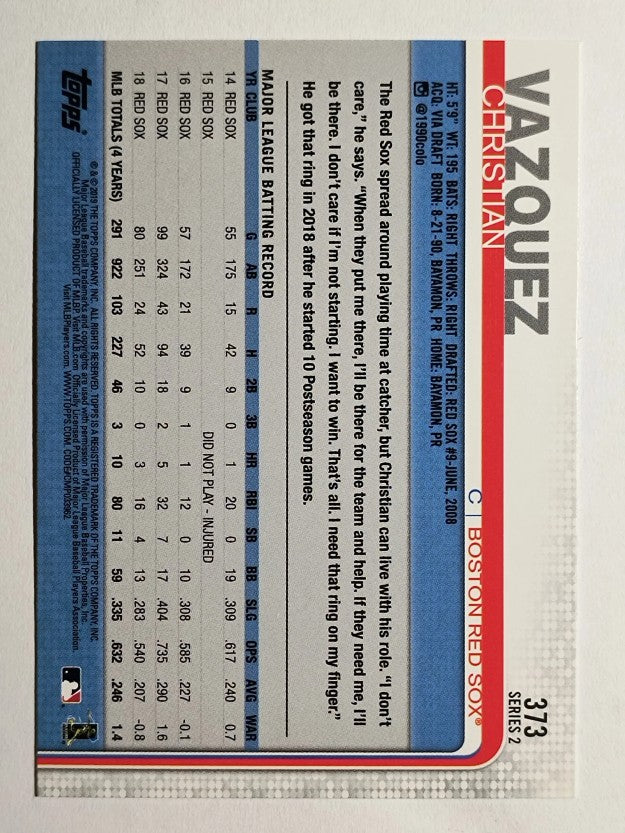 2019 Topps #373 Christian Vazquez