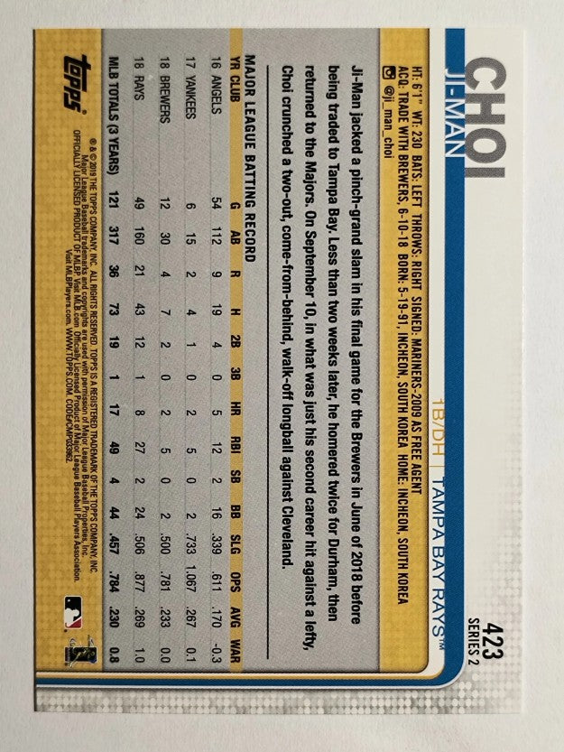 2019 Topps #423 Ji-Man Choi