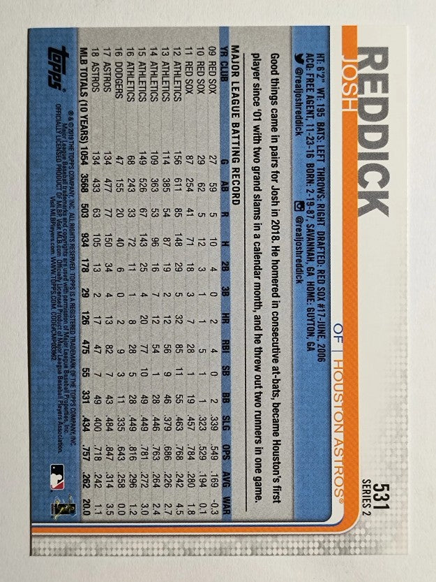 2019 Topps #531 Josh Reddick