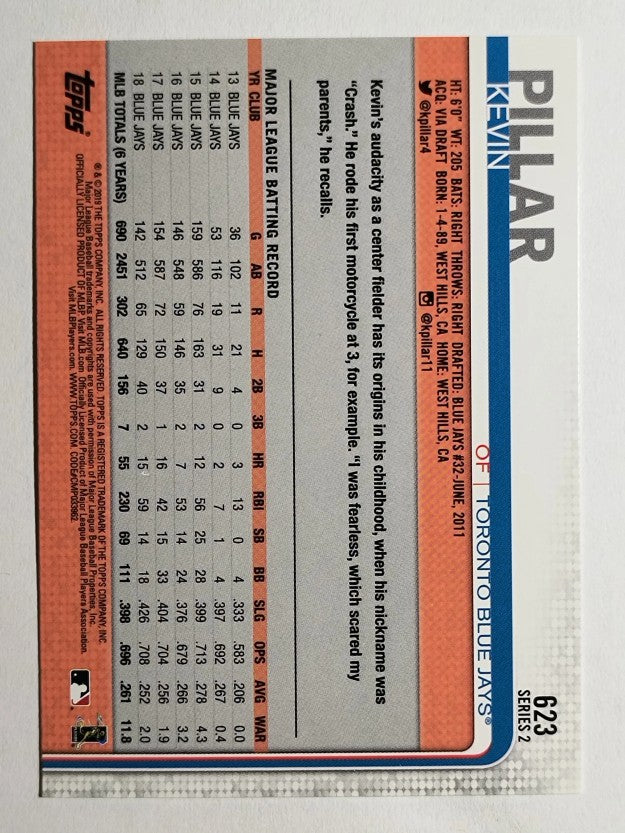 2019 Topps #623 Kevin Pillar
