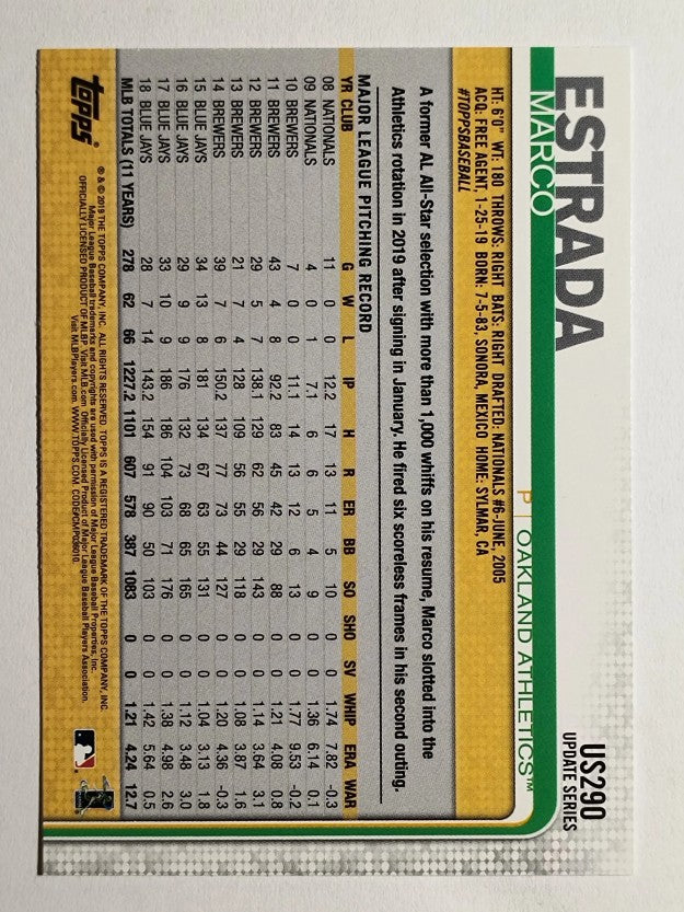 2019 Topps Update #US290 Marco Estrada