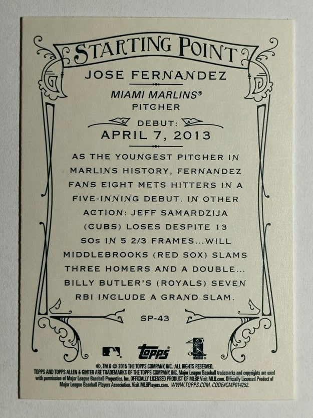 2015 Topps Allen and Ginter Starting Points #SP43 Jose Fernandez