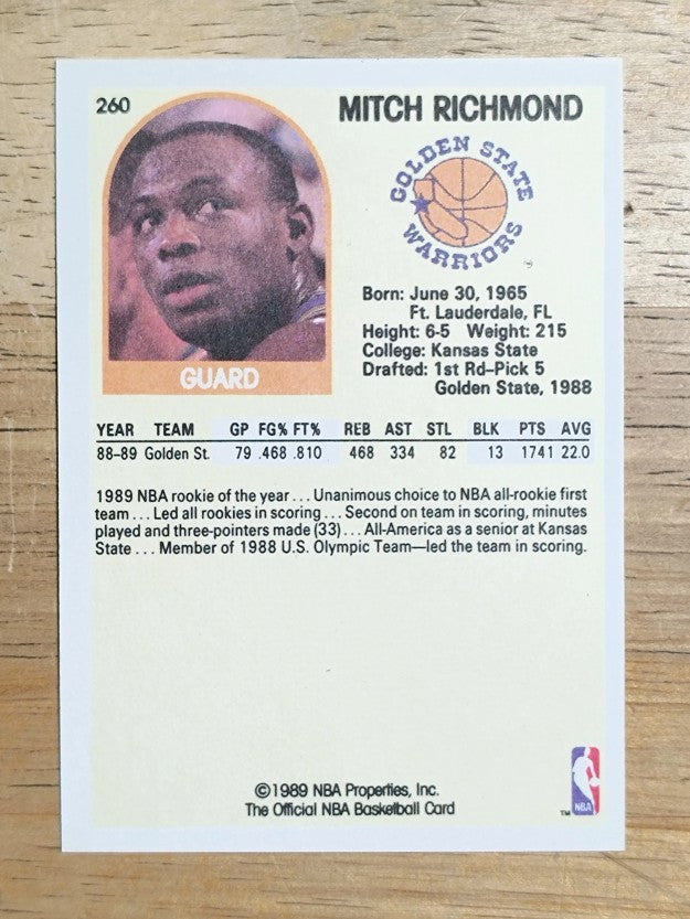 1989-90 Hoops #260 Mitch Richmond RC
