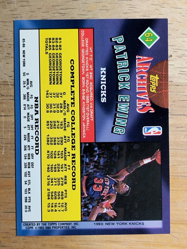 1992-93 Topps Archives #64 Patrick Ewing