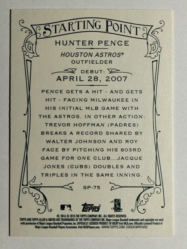 2015 Topps Allen and Ginter Starting Points #SP75 Hunter Pence