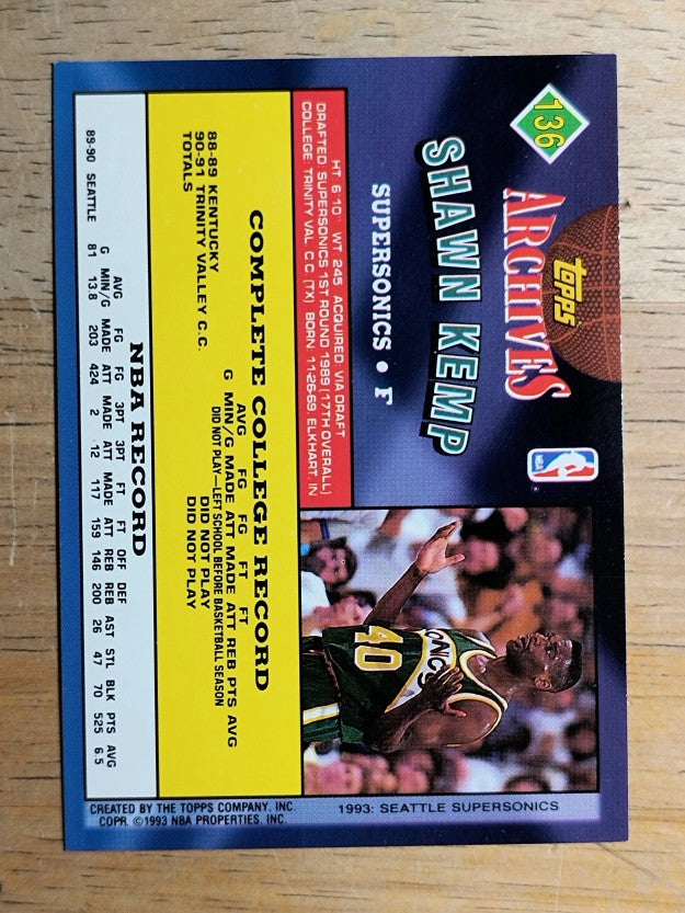 1992-93 Topps Archives #136 Shawn Kemp
