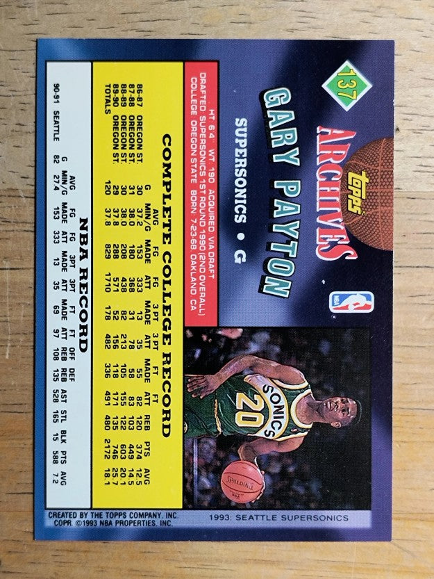 1992-93 Topps Archives #137 Gary Payton