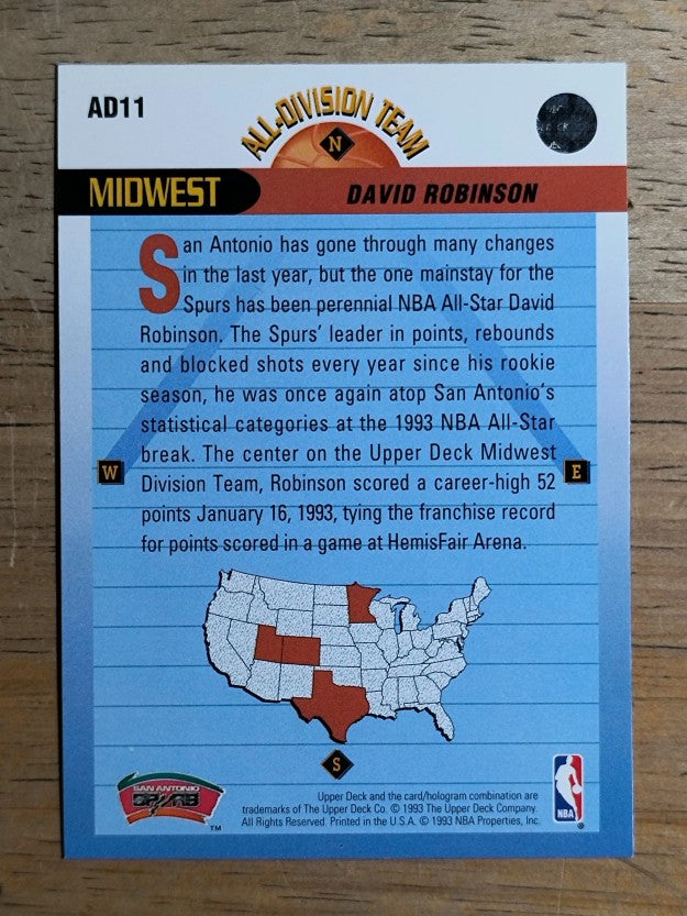 1992-93 Upper Deck All-Division #AD11 David Robinson