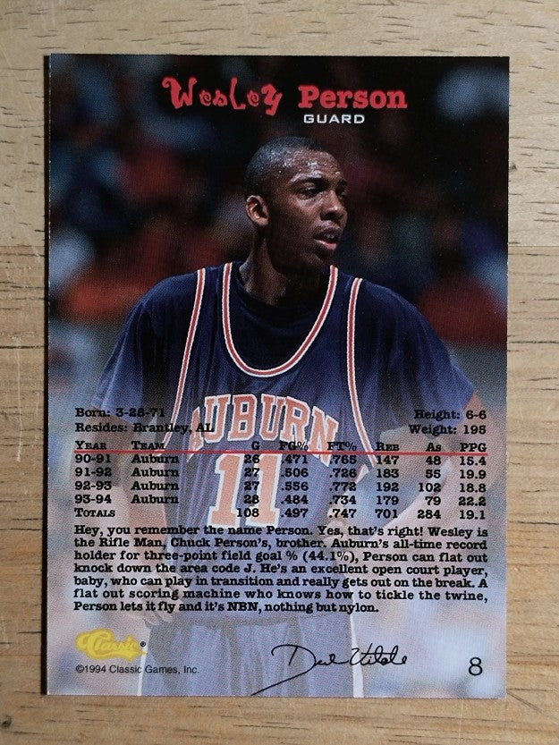 1994 Classic #8 Wesley Person
