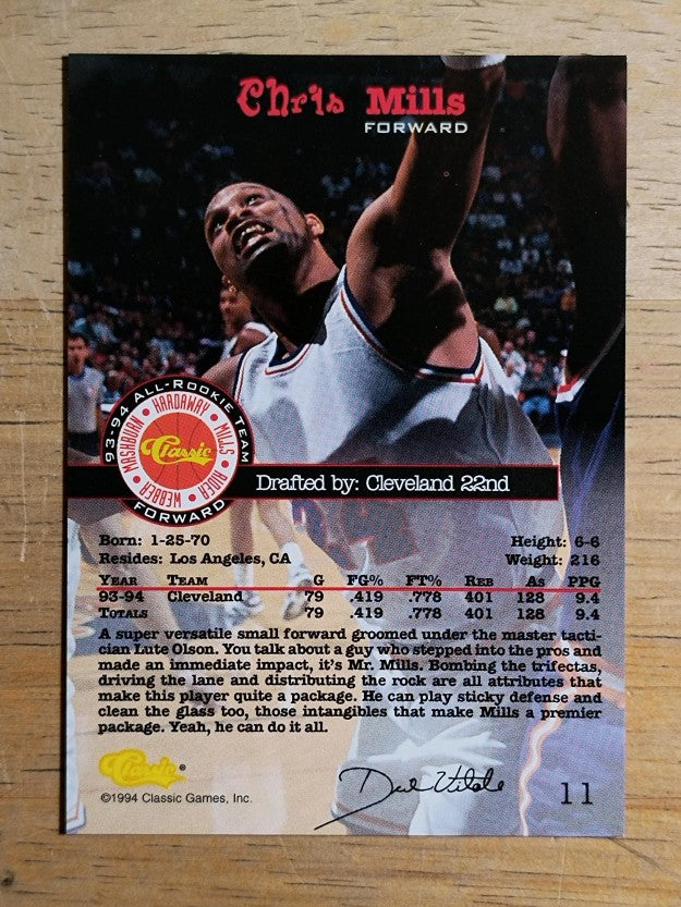 1994 Classic #11 Chris Mills ART