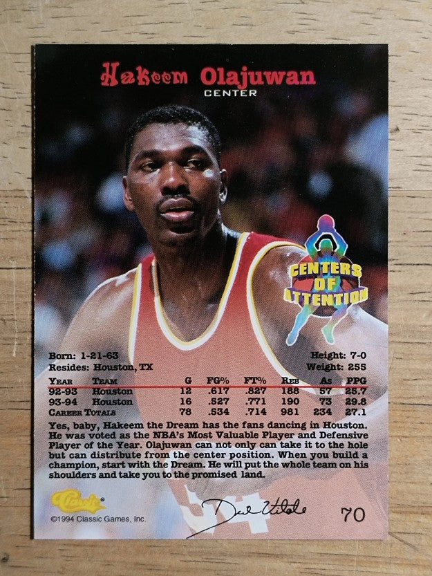 1994 Classic #70 Hakeem Olajuwon CEN