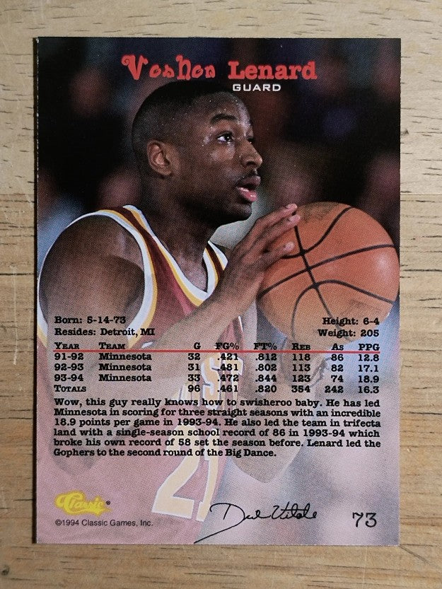 1994 Classic #73 Voshon Lenard