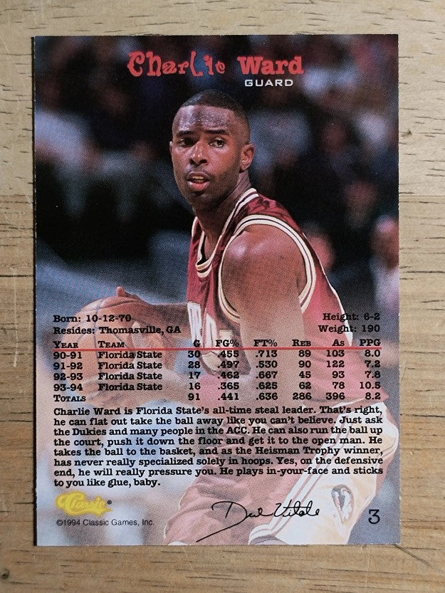 1994 Classic Gold #3 Charlie Ward