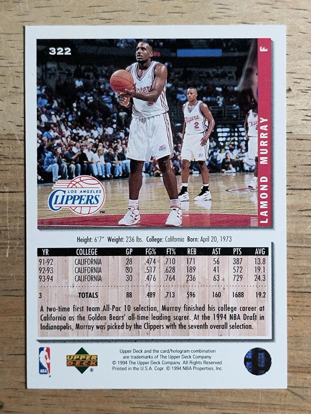 1994-95 Collector's Choice Silver Signature #322 Lamond Murray