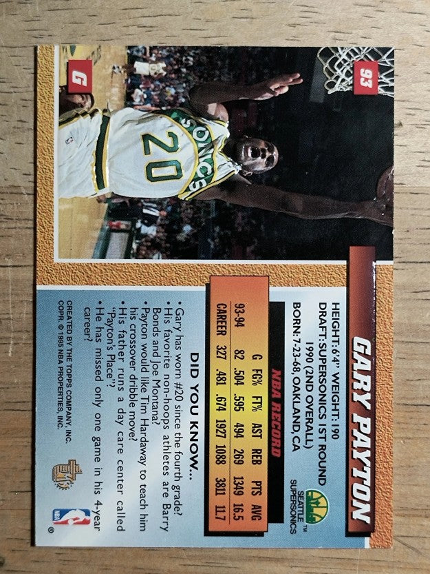 1994-95 Embossed #93 Gary Payton