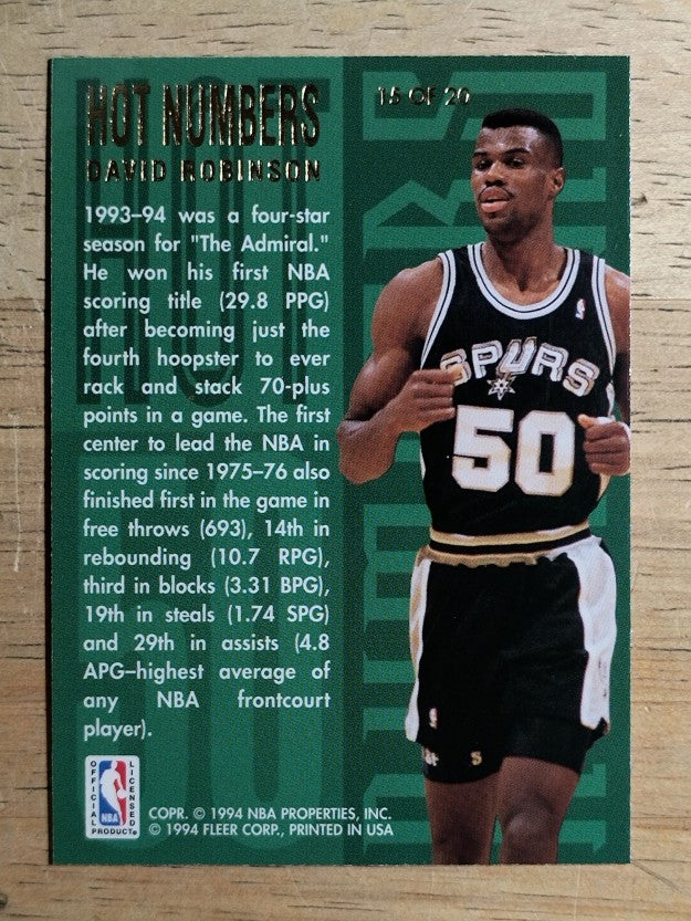 1994-95 Flair Hot Numbers #15 David Robinson