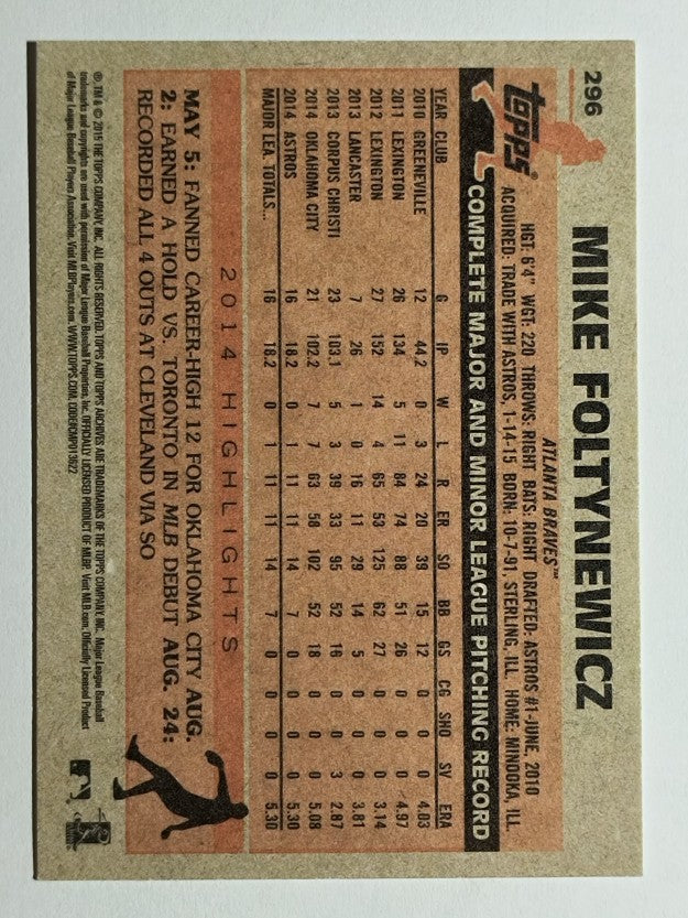 2015 Topps Archives #296 Mike Foltynewicz RC