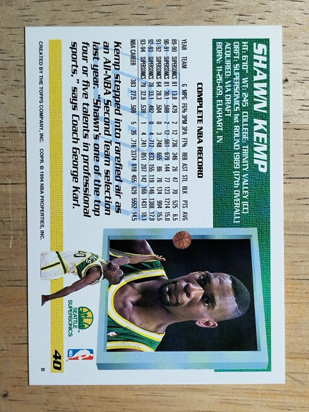 1994-95 Topps #40 Shawn Kemp