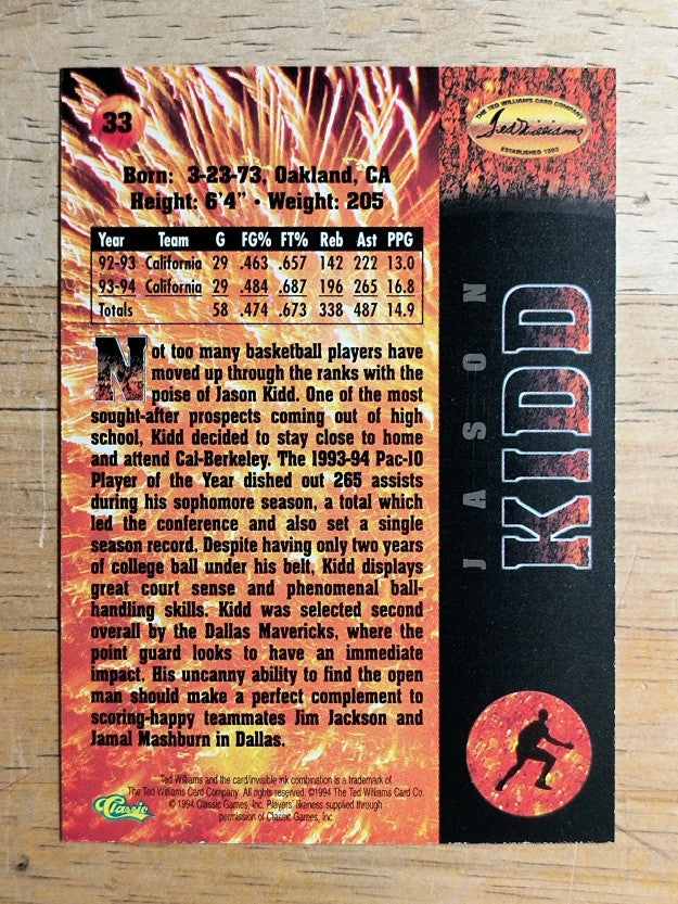 1995 Ted Williams #33 Jason Kidd