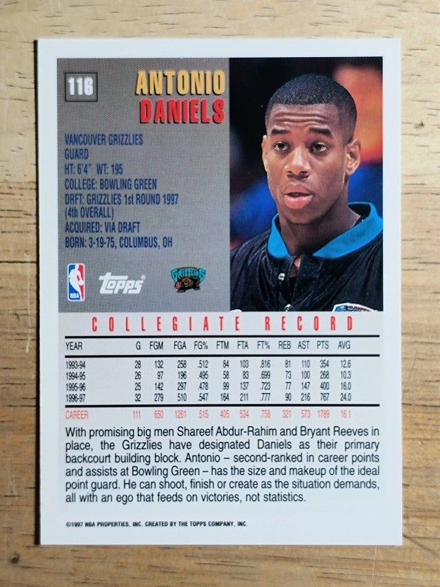 1997-98 Topps #116 Antonio Daniels RC