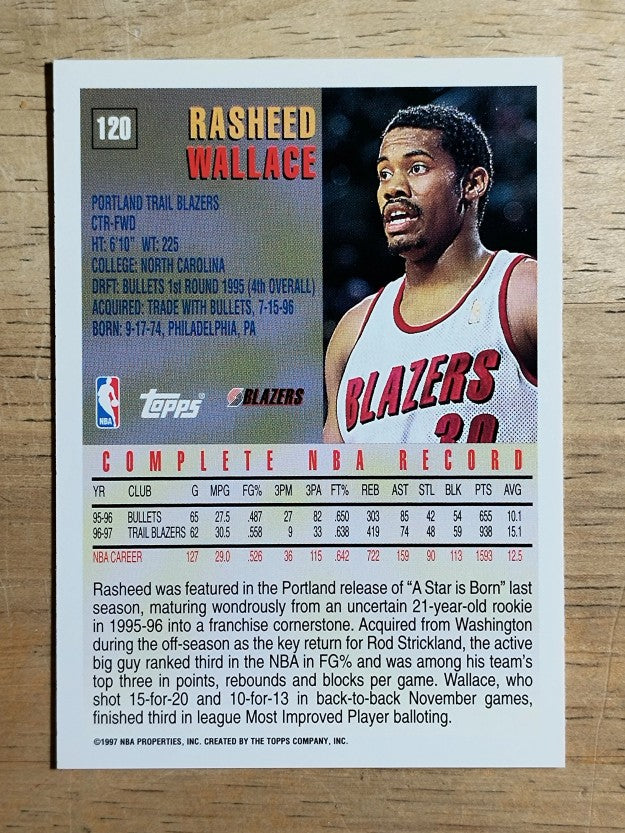 1997-98 Topps #120 Rasheed Wallace