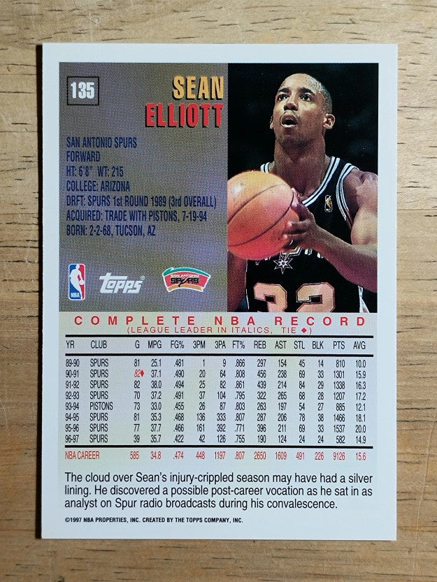 1997-98 Topps #135 Sean Elliott