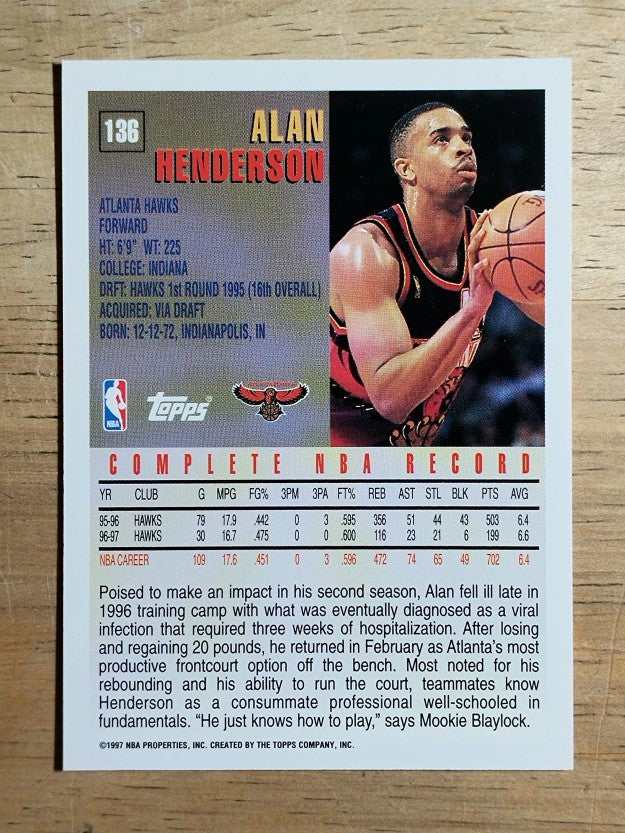 1997-98 Topps #136 Alan Henderson