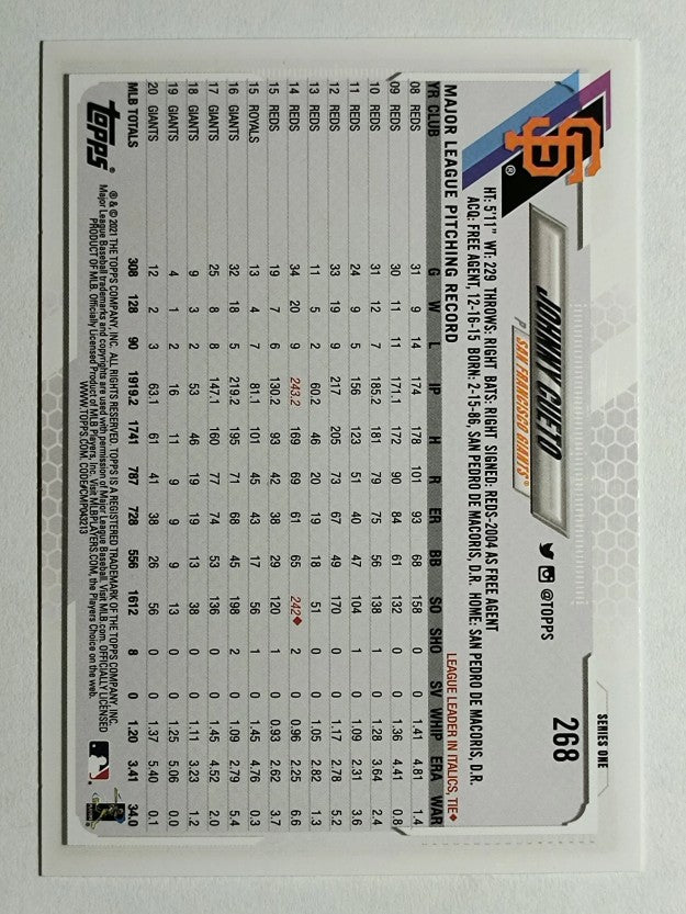 2021 Topps #268 Johnny Cueto