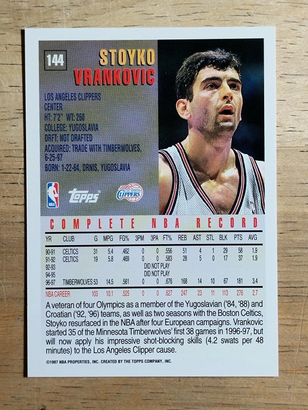 1997-98 Topps #144 Stojko Vrankovic