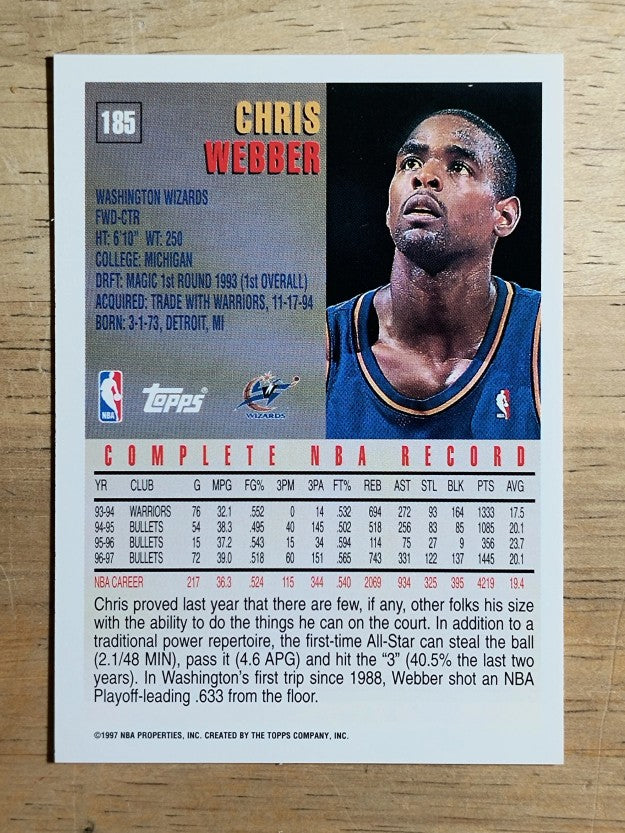 1997-98 Topps #185 Chris Webber