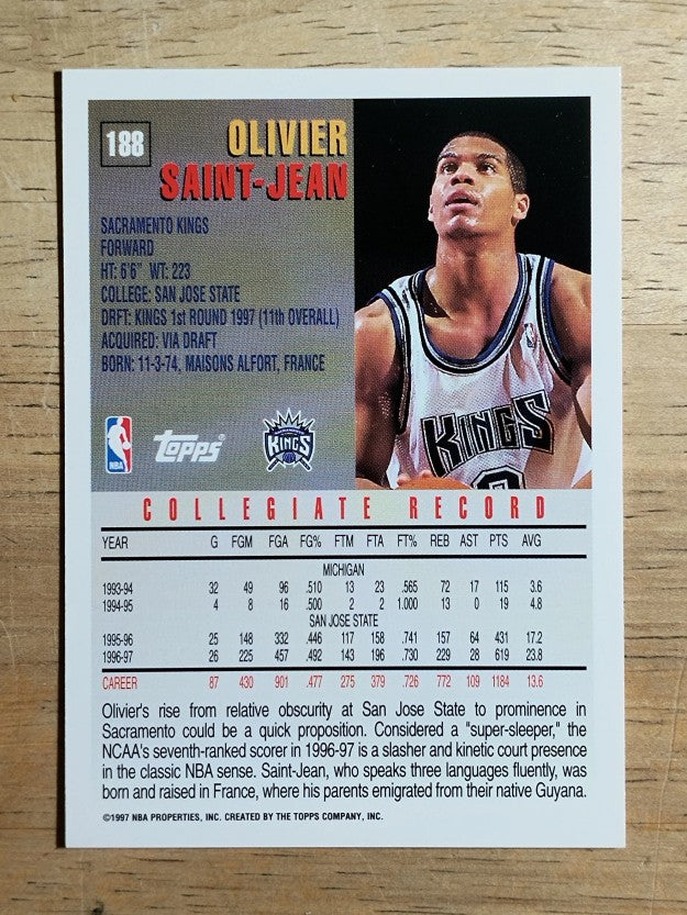 1997-98 Topps #188 Olivier Saint-Jean RC