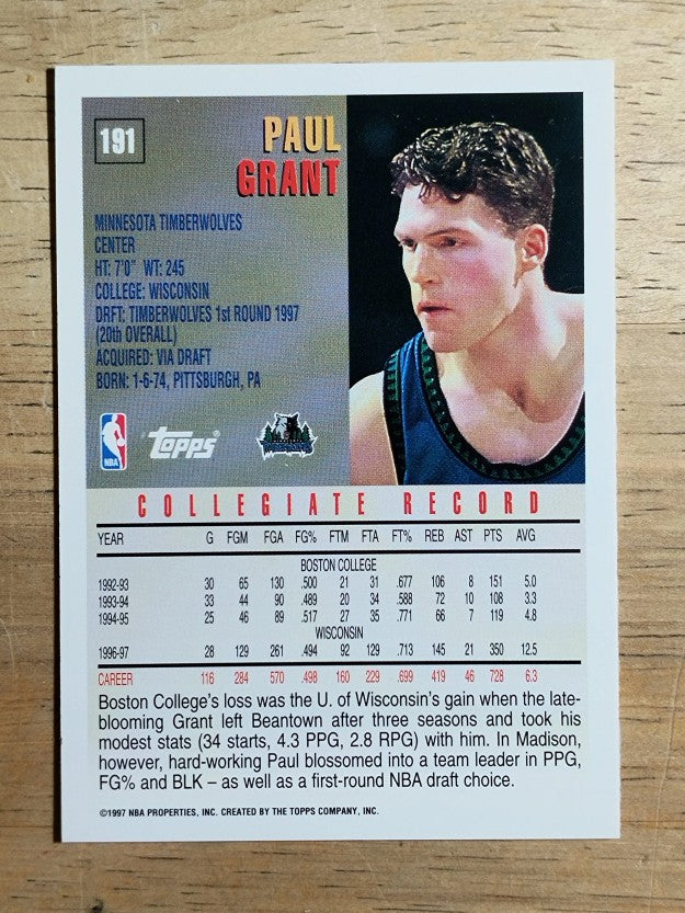 1997-98 Topps #191 Paul Grant RC