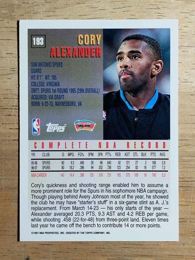 1997-98 Topps #193 Cory Alexander