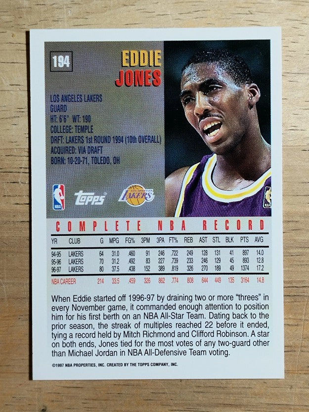 1997-98 Topps #194 Eddie Jones