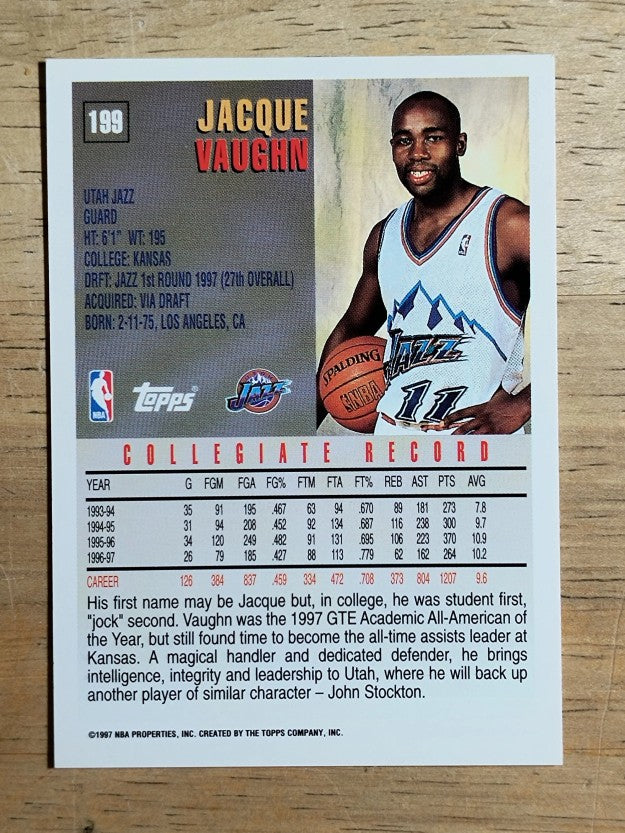 1997-98 Topps #199 Jacque Vaughn RC