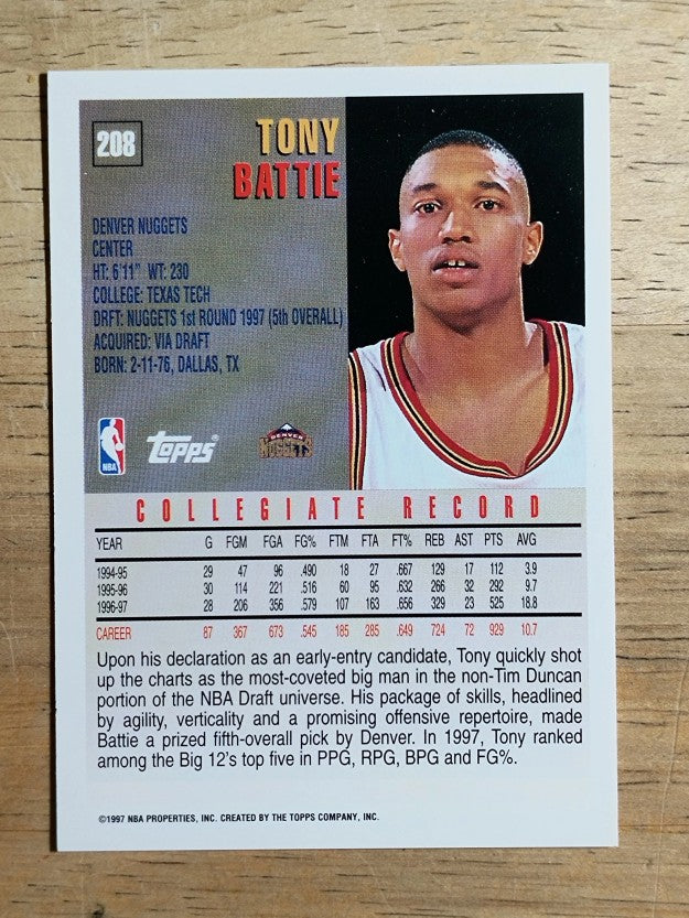 1997-98 Topps #208 Tony Battie RC