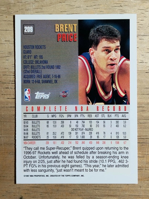 1997-98 Topps #209 Brent Price
