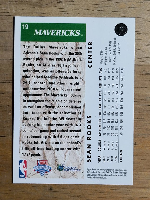 1992-93 Upper Deck #19 Sean Rooks RC
