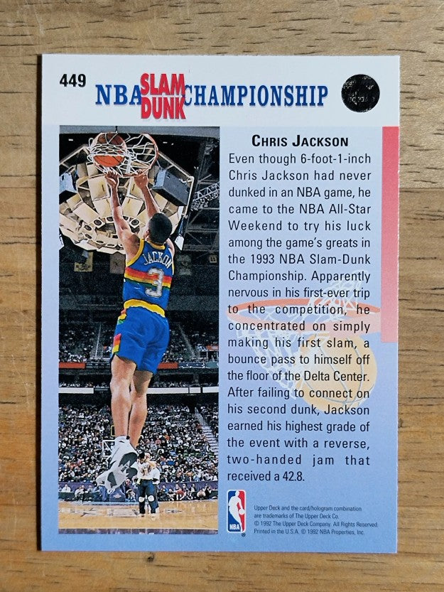 1992-93 Upper Deck #449 Chris Jackson FACE