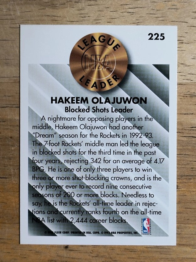 1993-94 Fleer #225 Hakeem Olajuwon LL
