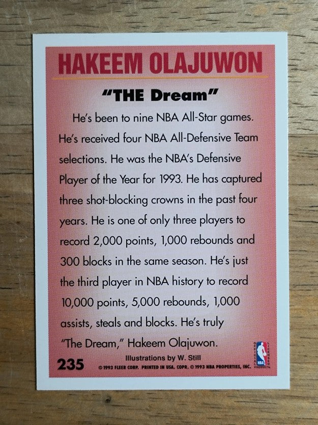 1993-94 Fleer #235 Hakeem Olajuwon PV