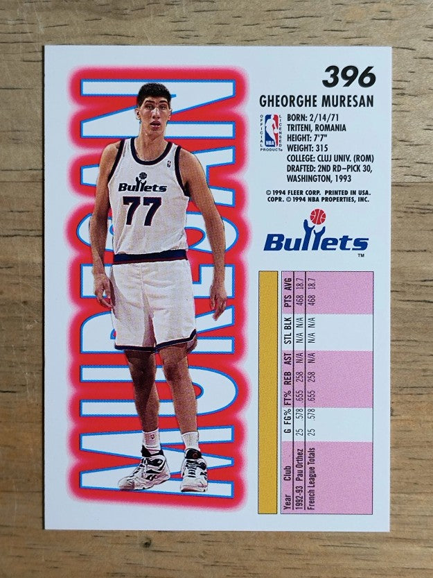 1993-94 Fleer #396 Gheorghe Muresan RC