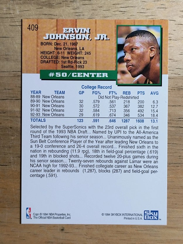 1993-94 Hoops #409 Ervin Johnson RC