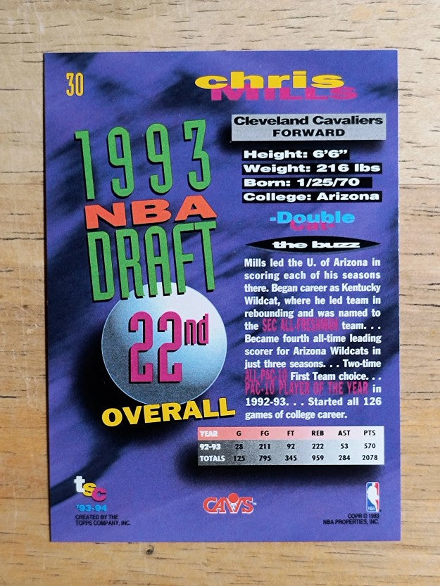 1993-94 Stadium Club #30 Chris Mills RC