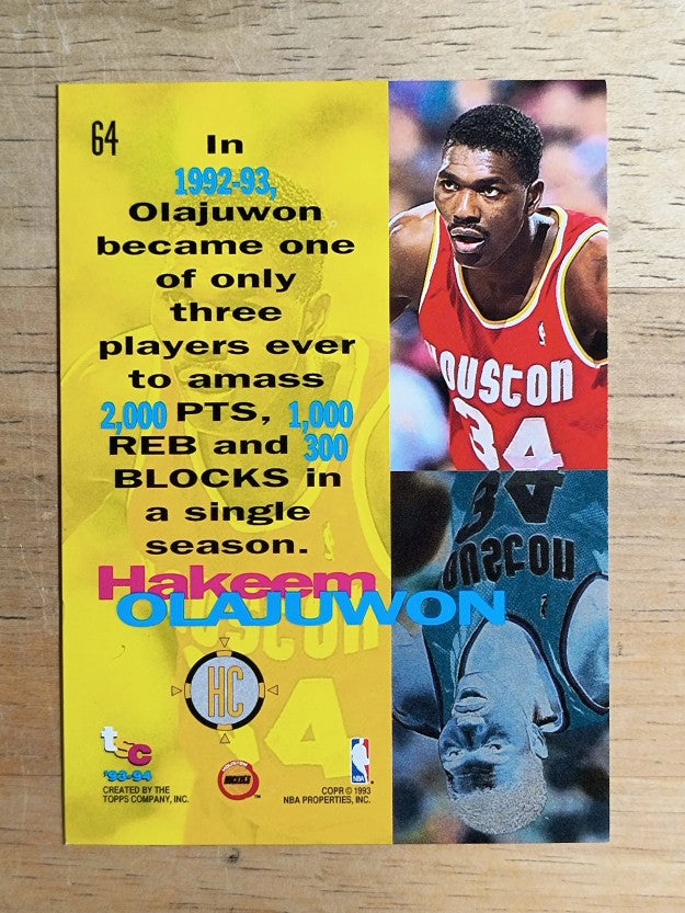 1993-94 Stadium Club #64 Hakeem Olajuwon HC